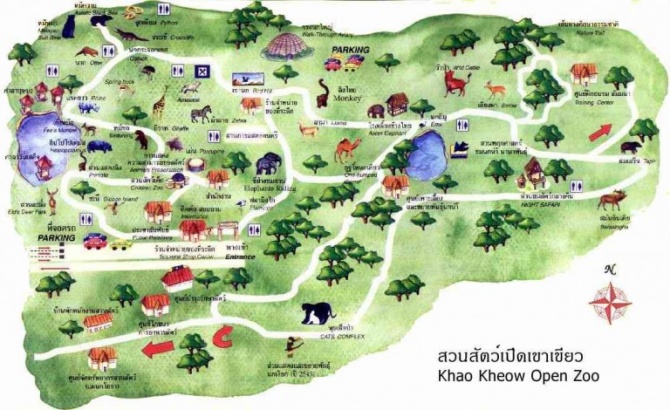Карта Зоопарка Кхао Кео