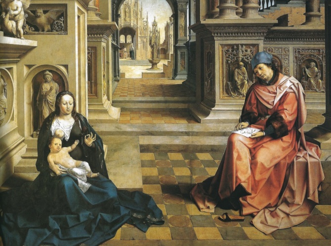 "Евангелист Лука пишет образ Марии" Яна Госсарта. Национальная Галерея