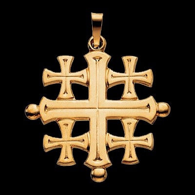 Золотая подвеска в виде Иерусалимского креста