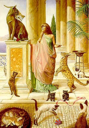 Баст изображали с маленькими котятами, как символ материнства