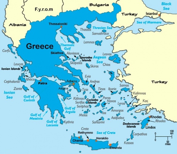Острова Греции на карте
