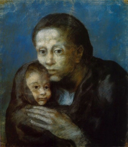 Картина Пикассо "Мать и ребенок в платке". 1903 год
