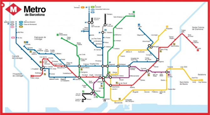 Схема метро в Барселоне